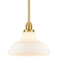 thumbnail image 1 of Claxy 11" Gold Pendant Light with Barn Milk Glass Shade Adjustable Height, 1 of 7
