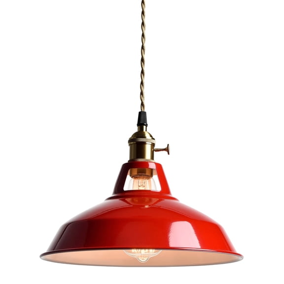 Claxy 11" Red Barn Pendant Light for Kitchen Island Hallway Living Room