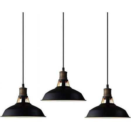 Claxy 12" Black Barn Pendant Light Fixture 3-Pack