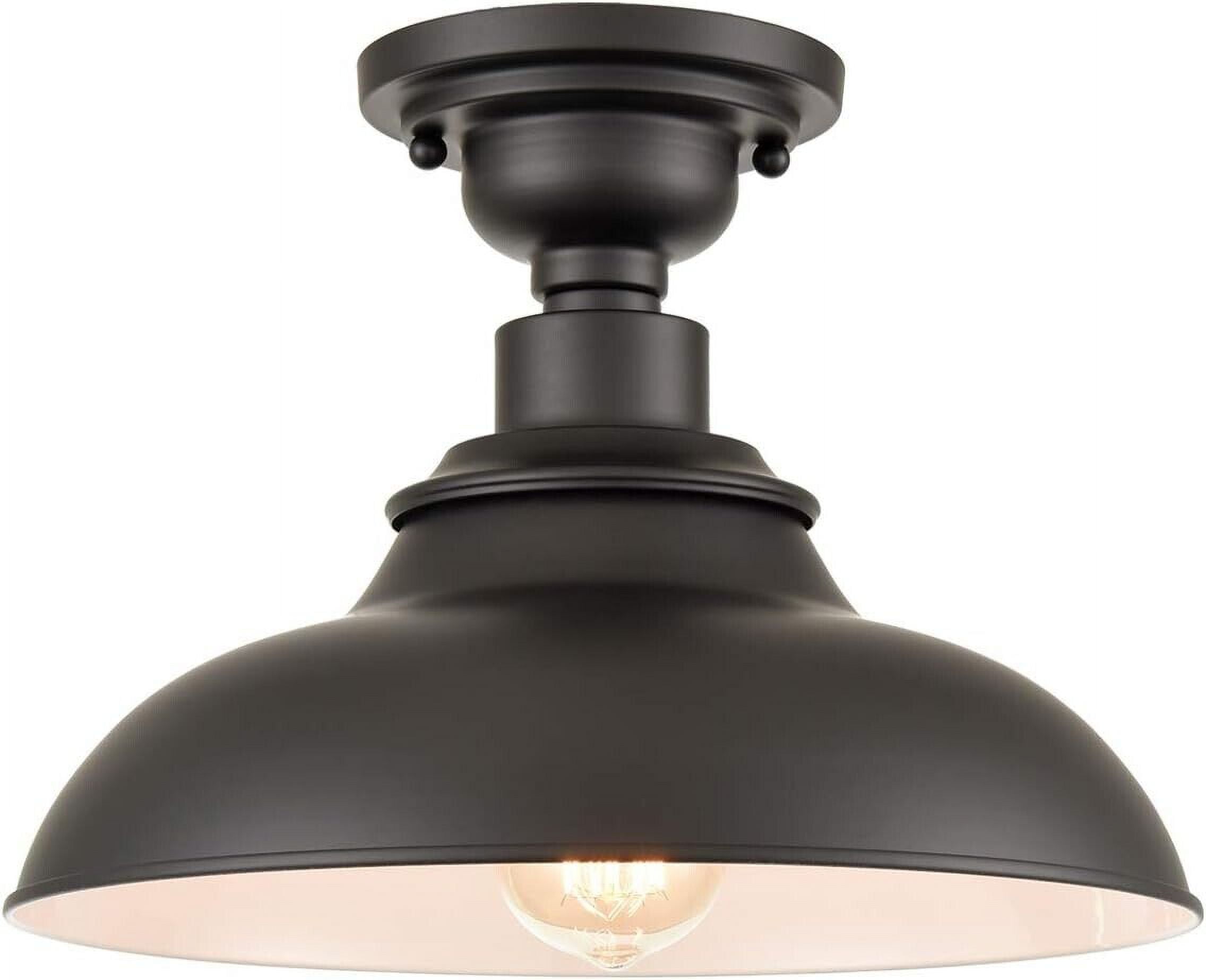 Matte Black Farmhouse Metal Semi Flush Mount Ceiling Light
