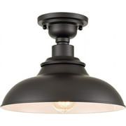 Claxy 12" Black Semi Flush Mount Barn Ceiling Light Fixture