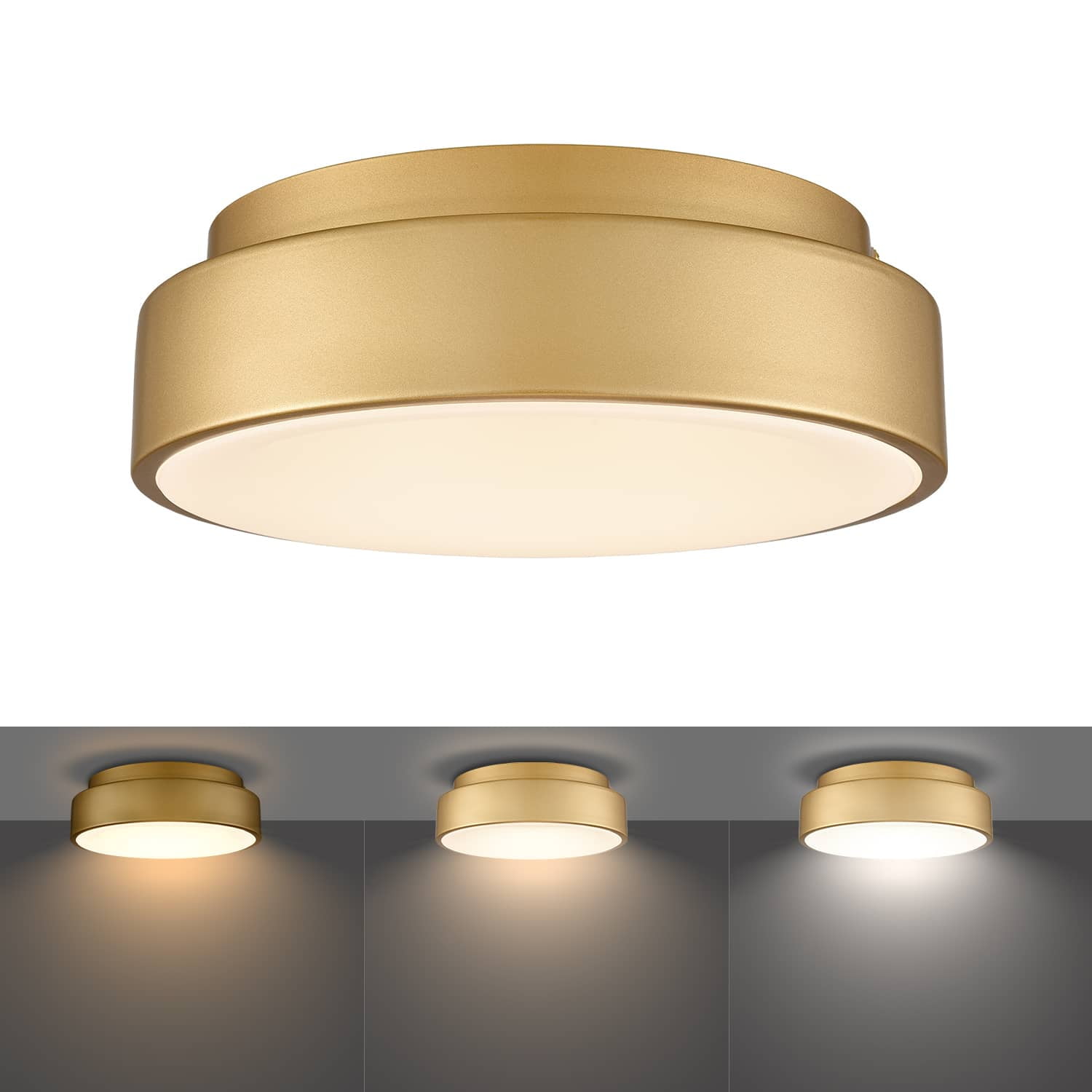 Modern Gold and White Round LED Flush Mount Ceiling Light