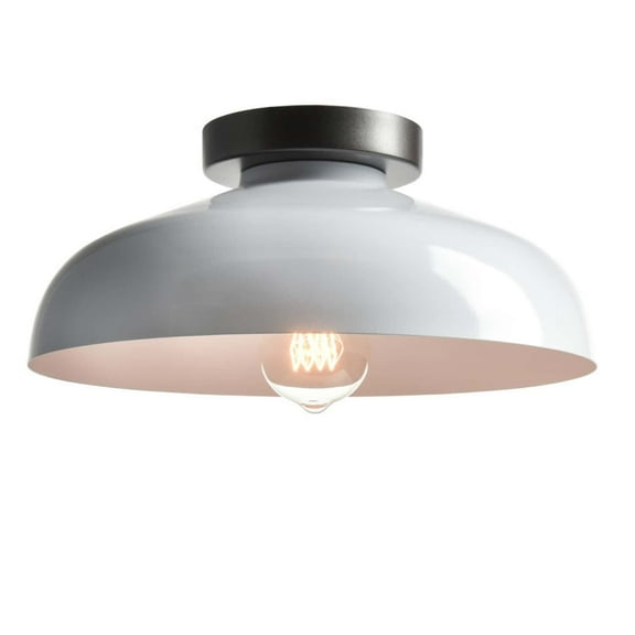 Claxy 12" White Flush Mount Ceiling Light with Dome Metal Shade