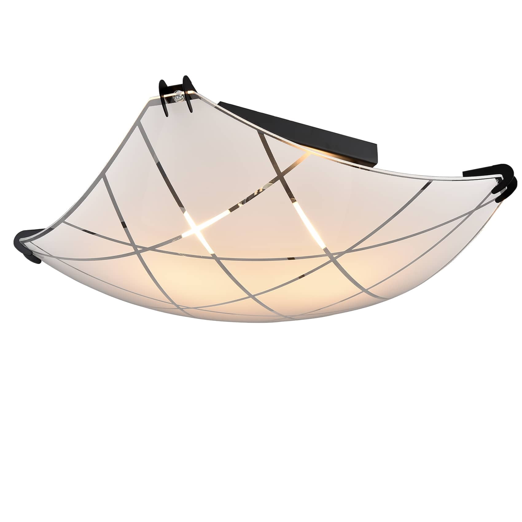 Claxy 13" 2-Light Black Flush Mount Ceiling Light with Frosted Glass Shade