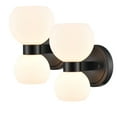 thumbnail image 1 of Claxy 2-Light Black Wall Light Fixture with Mini Globe Milk Glass Shade 2 Pack, 1 of 7