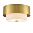 thumbnail image 1 of Claxy 2-Light Brass Drum Flush Mount Ceiling Light with Fabric Shade, 1 of 7