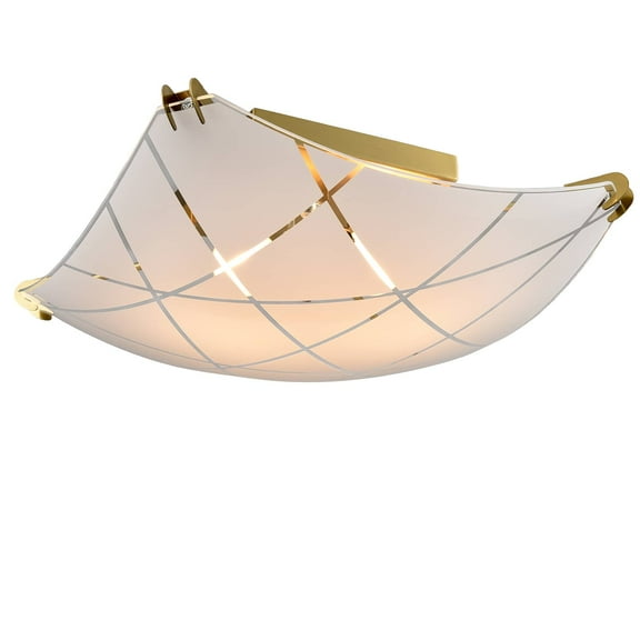 Claxy 2-Light Gold Flush Mount Ceiling Light with Frosted Glass Shade
