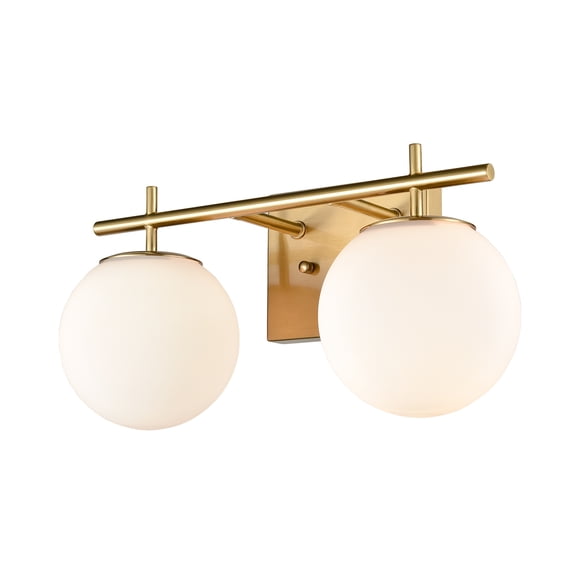 Claxy 2-Light Gold Vanity Lights with Globe Milk Glass Shade