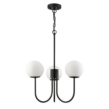 Claxy 3-Light Black Pendant Lights with Globe Milk Glass Shade