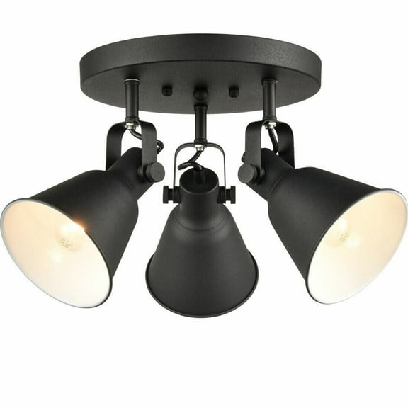 Claxy 3-Light Black Semi Flush Mount Light with Adjustable Cone Metal Shade