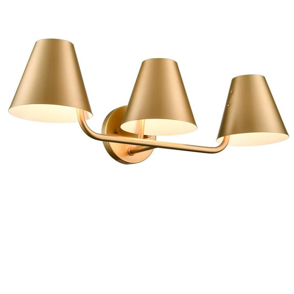 Claxy 3-Light Brass Bathroom Vanity Lights with Barrel Metal Shade