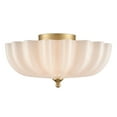 thumbnail image 1 of Claxy 3-Light Gold Flush Mount Ceiling Light with Flower Milk Glass Shade, 1 of 6
