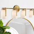 thumbnail image 1 of Claxy 4-Light Gold Vanity Lights with Cylinder Milk Glass Shade, 1 of 7