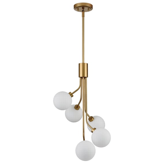 Claxy 5-Light Gold Chandelier Light with Globe Milk Glass Shade