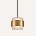 thumbnail image 1 of Claxy 7" Brass Pendant Light with Cylinder Frosted Glass Shade, Hanging Rod, 1 of 8