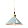 thumbnail image 1 of Claxy 9" Gold Pendant Light with Aqua Blue Cone Metal Shade, 1 of 7