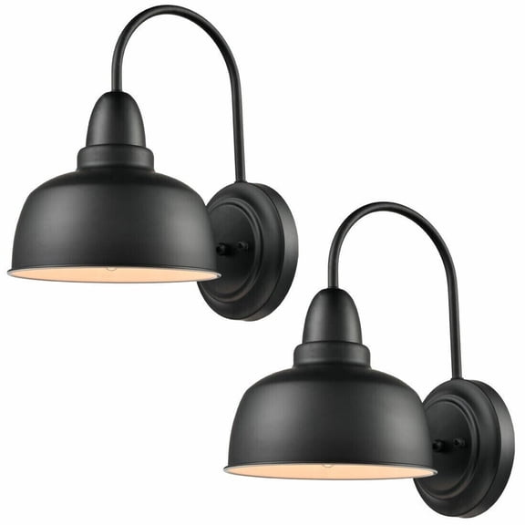 Claxy Black Barn Wall Sconce with Gooseneck Arm Set of 2