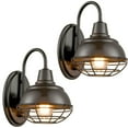 thumbnail image 1 of Claxy Black Barn Wall Sconce with Wire Cage Set of 2, 1 of 10