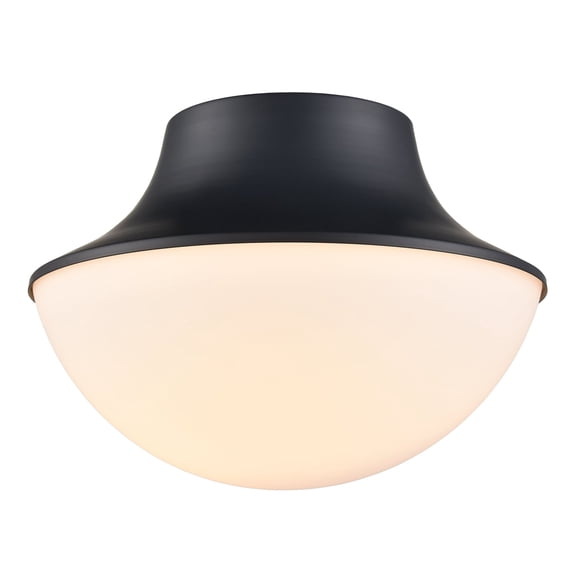 Claxy Black Ceiling Light with Semicircle Milk Glass Shade