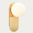 thumbnail image 1 of Claxy Gold Panel Wall Sconce with Globe Milk Glass Shade, 1 of 9