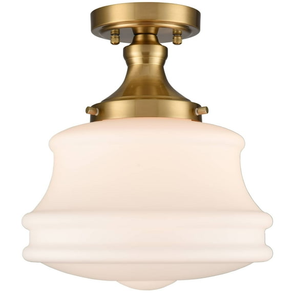 Claxy Gold Schoolhouse Light Fixture Ceiling with Milk Glass Shade