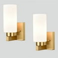 thumbnail image 1 of Claxy Gold Wall Sconces with Cylinder Milk Glass Shade Set of 2, 1 of 7