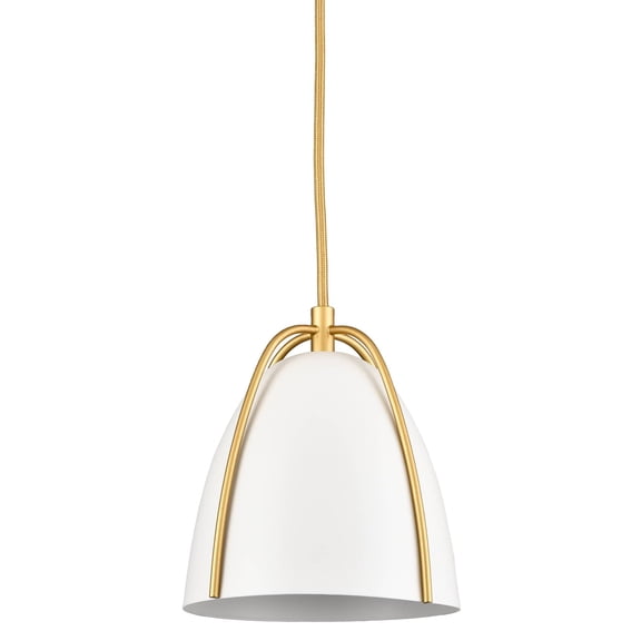 Claxy Gold and White Pendant Light with Dome Metal Shade