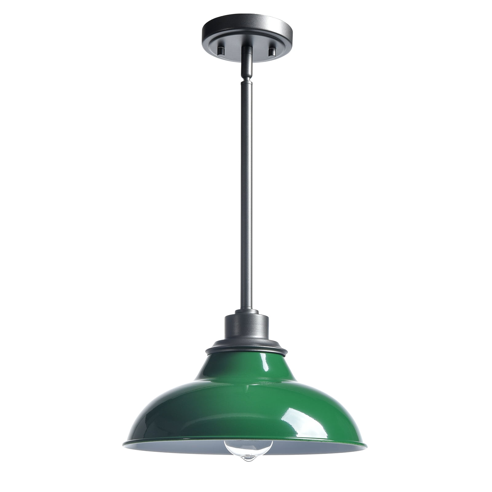 Claxy Green Barn Style Pendant Light Fixtures with Dark Grey Rods