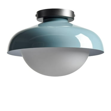 Claxy Light Blue Dome Semi Flush Mount Light with Globe Milk Glass Shade