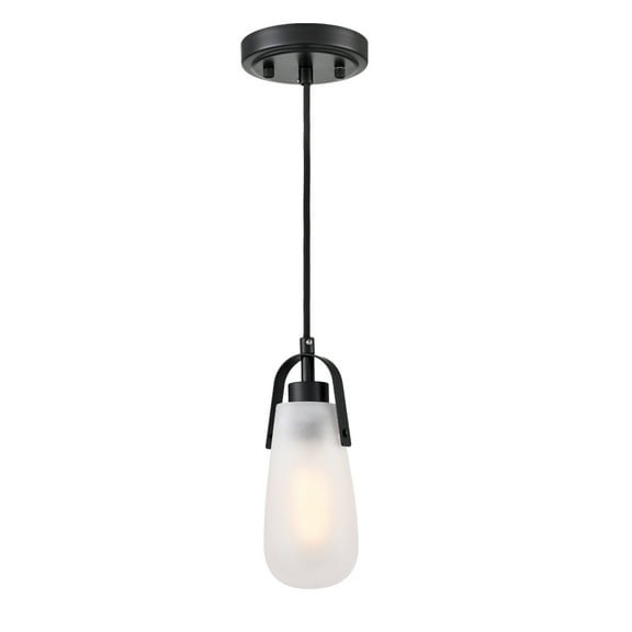 Claxy Matte Black Pendant Light with Raindrop Frosted Glass Shade