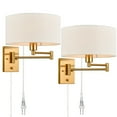 thumbnail image 1 of Claxy Modern 2-Light Brass Plug-in Wall Sconces (2 Count), 1 of 11