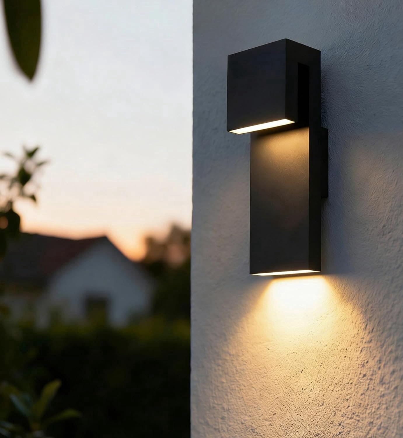 Claxy Modern Outdoor Wall Sconce Waterproof Matte Black Wall Light Exterior-LED Anti Rust Porch Lights Wall Lighting Outside Lights Fixture Warm Light for Garage,Balcony,Backyard