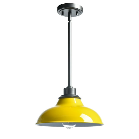 Claxy Yellow Barn Style Pendant Light Fixtures with Dark Grey Rods