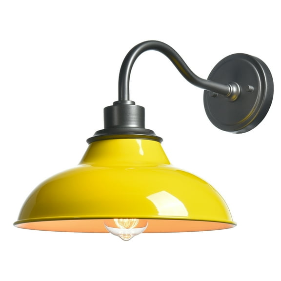 Claxy Yellow Barn Style Wall Sconce with Dark Grey Gooseneck Arm