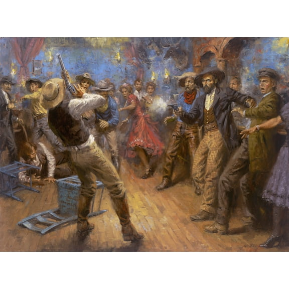 "Clay Allison's Deadly Aim" by Andy Thomas - Paper Open Edition Art Print - 13x17 Inches - Western Art - 1 Unit per pack