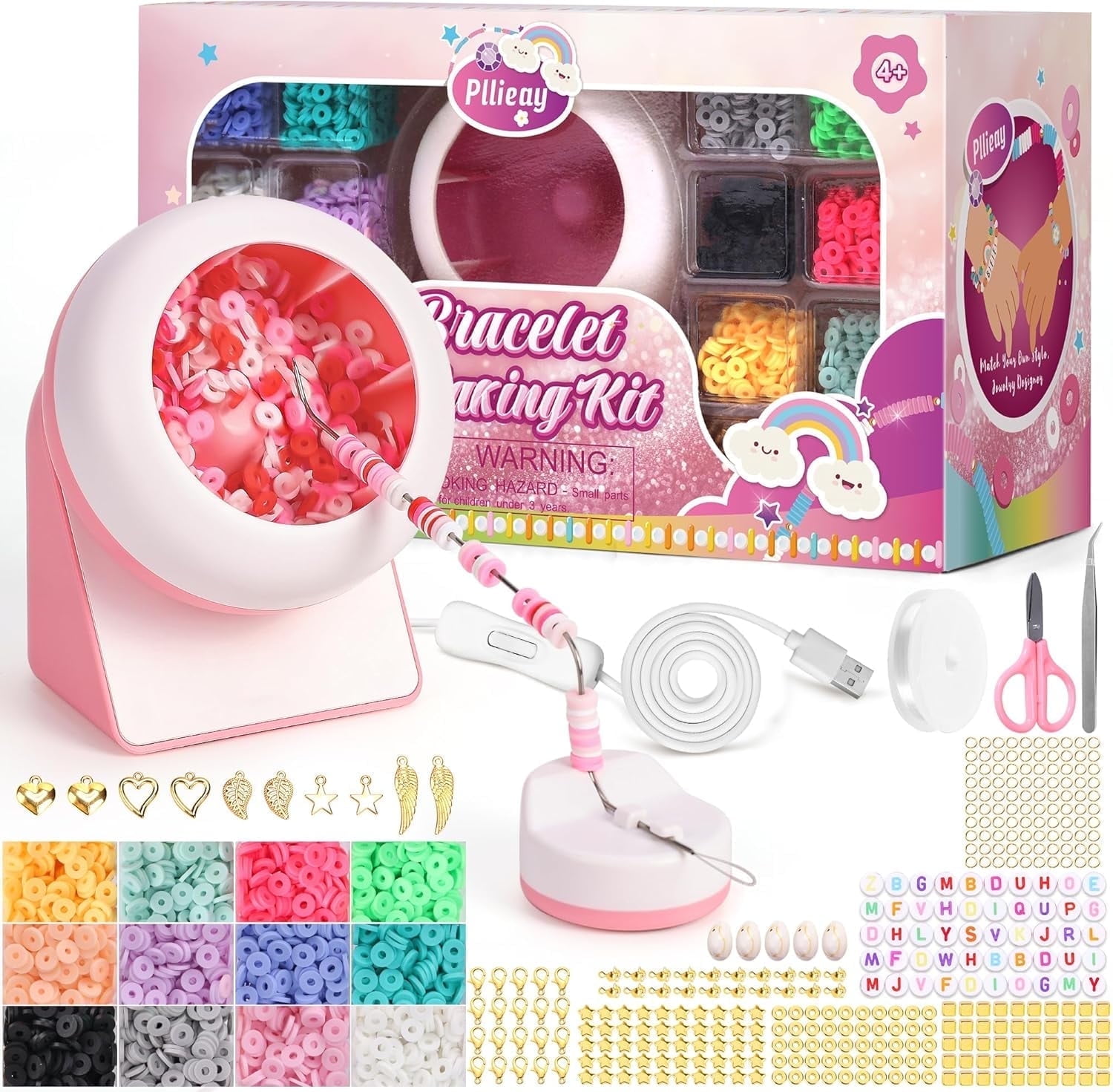 TONGZHOU Clay Bead Spinner, Electric Bead Spinner Kit for Jewelry Making,Birthday Christmas Gift for Girls