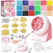 Clay Bead Spinner Kit, 3600 PCS Electric Bead Spinner for Jewelry Making with 18 Colors Clay Beads and Beading Accessories for Making Waist, Bracelets or Necklaces(Patented)