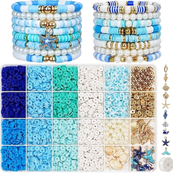 Youersen Clay Beads Bracelet Making Kit, Craft DIY Gifts for Women, Includes Clay Beads for Bracelets and Beach Charms