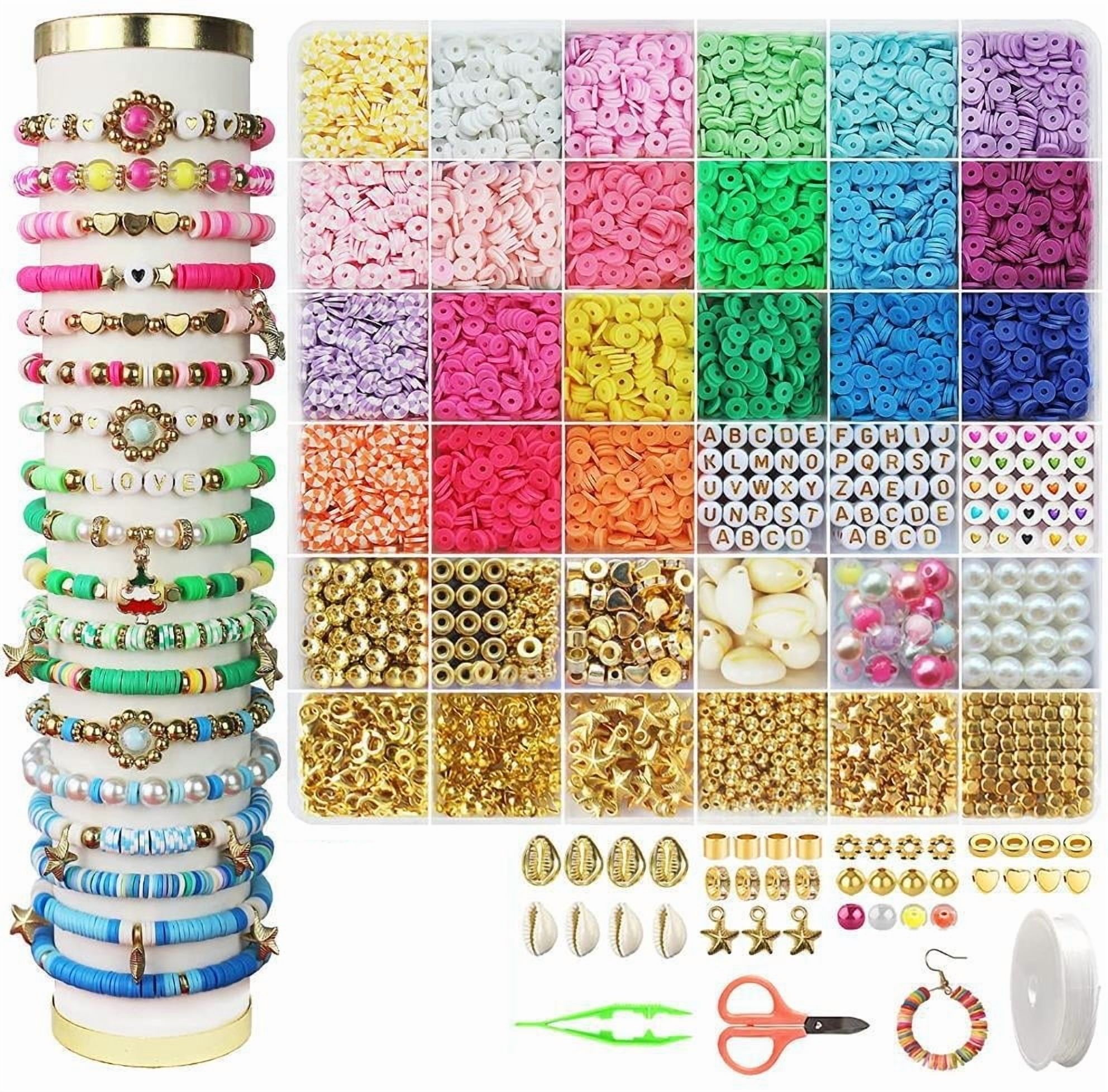 Clay Beads Bracelet Making Kit, Earth-Toned Colors Clay Beads and Letter Beads with Bead Spinner, Friendship Bracelet Making Kit for Adults, Gift for Bead Lovers, Style 2