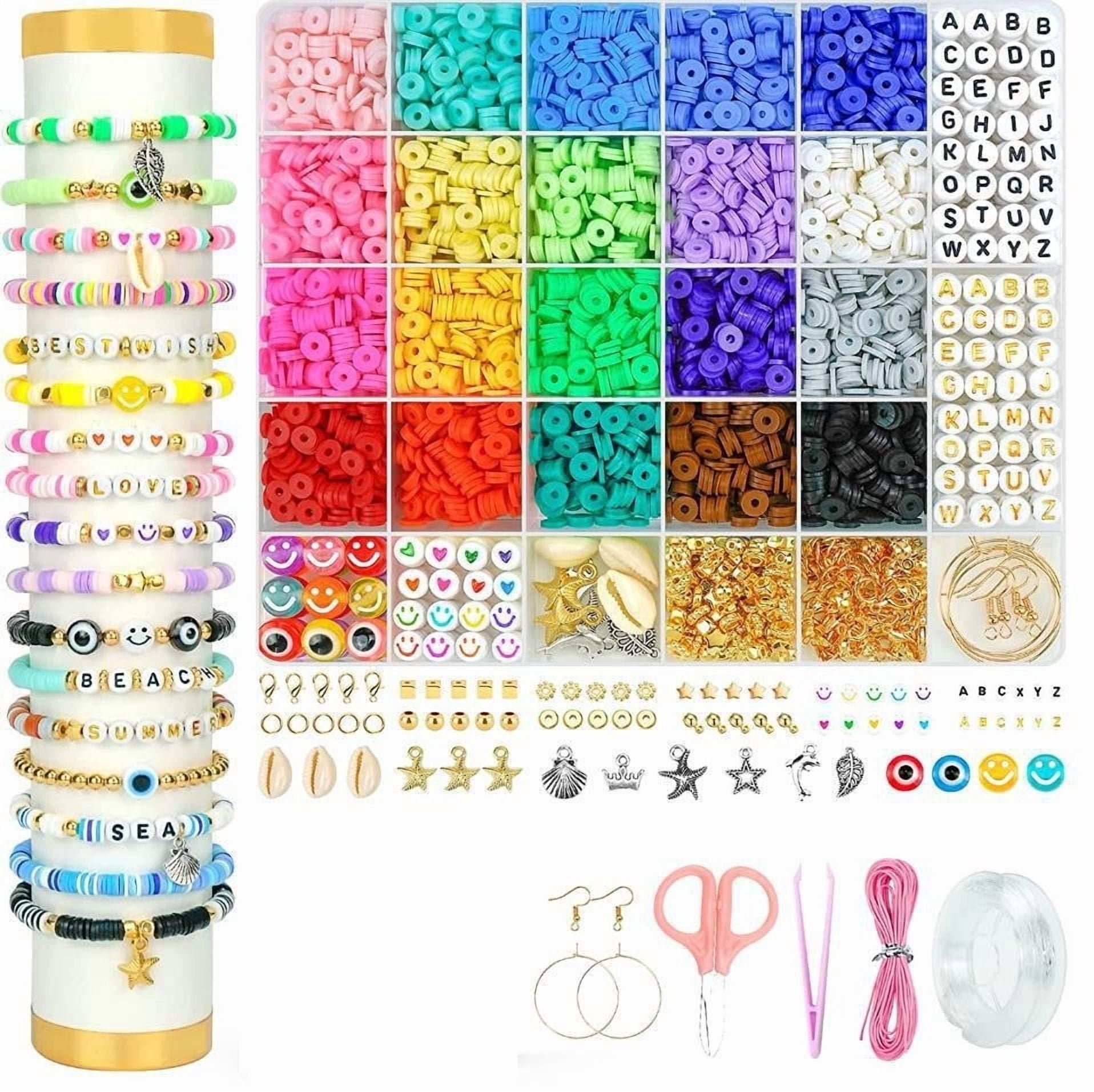 Clay Beads Bracelet Making Kit, Earth-Toned Colors Clay Beads and Letter Beads with Bead Spinner, Friendship Bracelet Making Kit for Adults, Gift for Bead Lovers, Style 3