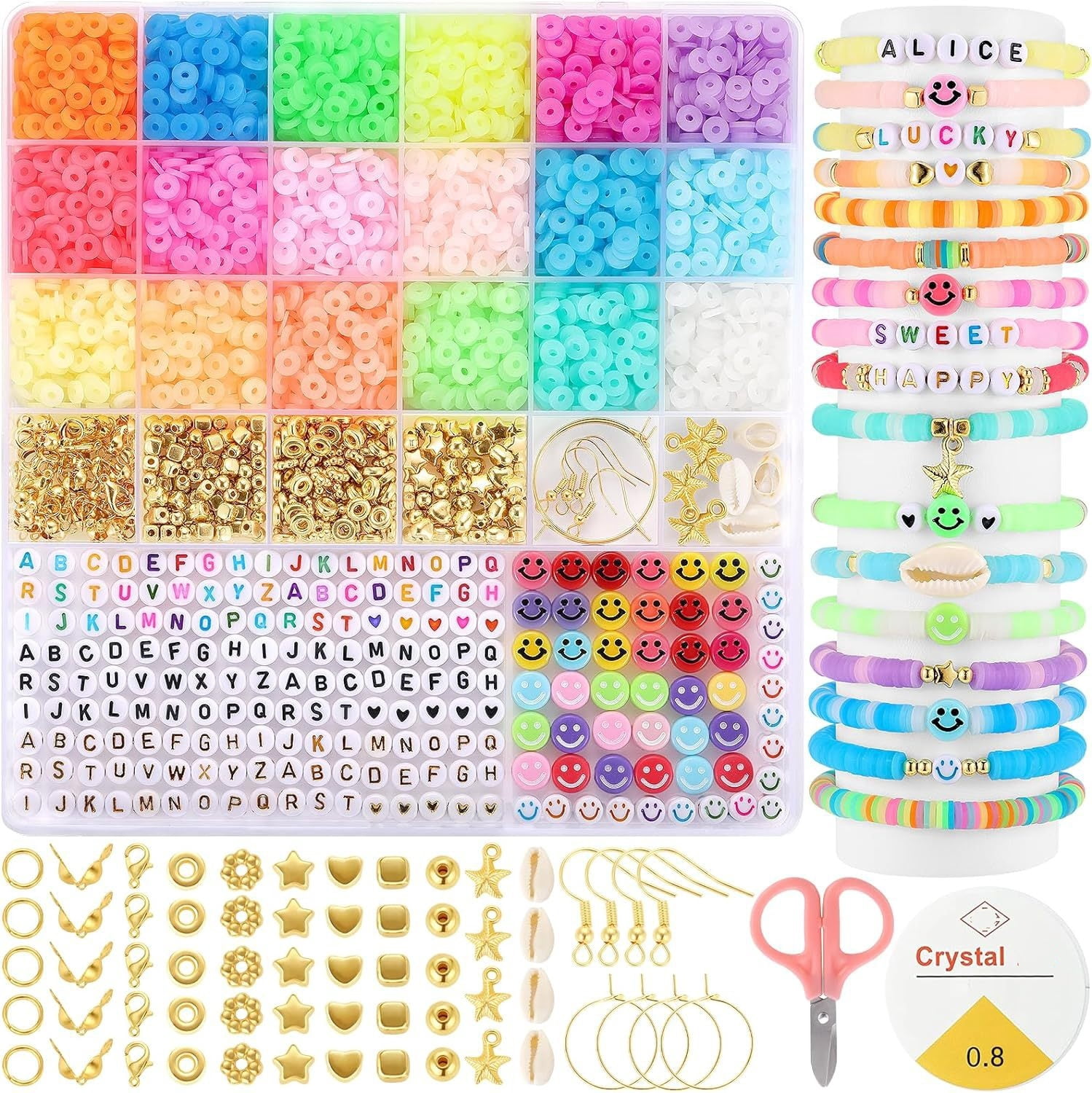 Clay Beads Bracelet Making Kit, Earth-Toned Colors Clay Beads and Letter Beads with Bead Spinner, Friendship Bracelet Making Kit for Adults, Gift for Bead Lovers, Style 5