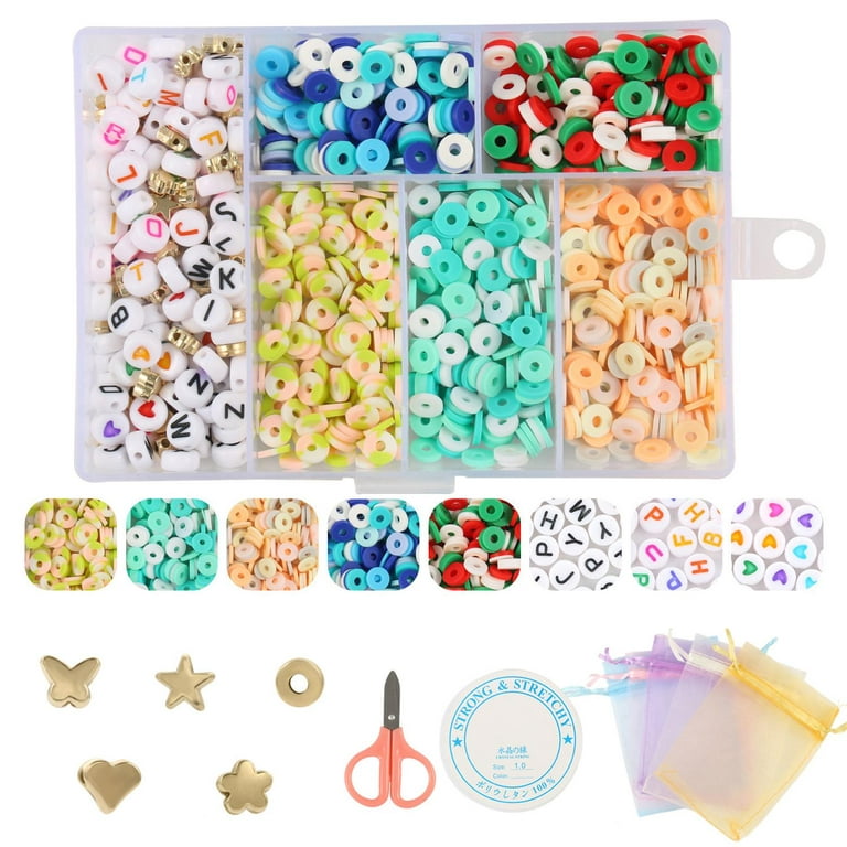 Clay Beads DIY Jewelry Bracelet Making Kit, 1010Pcs Clay Spacer Beads  Heishi Clay Beads Colorful Ceramic Hole Beads for Art Craft Weaving  Necklace Making TypeB 