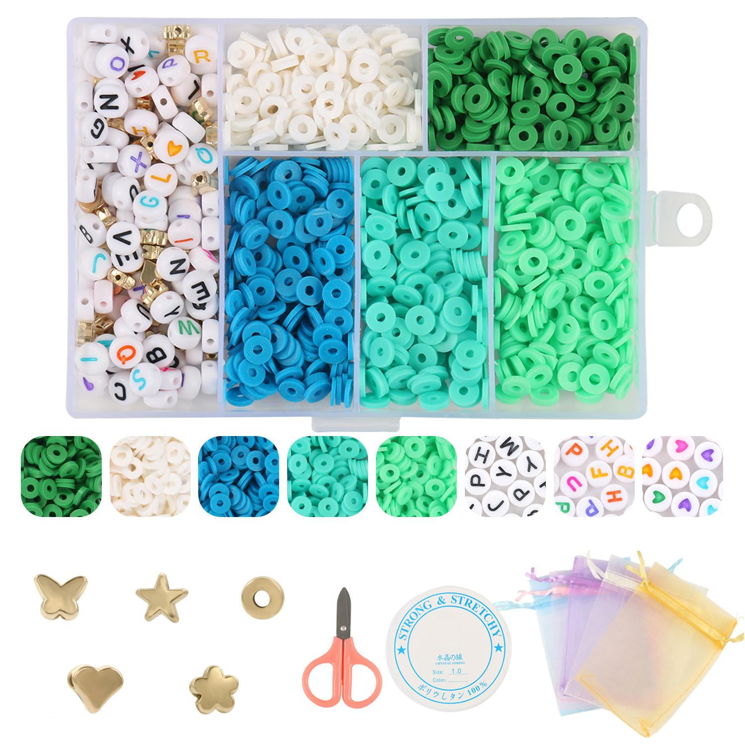 7200 Clay Beads Bracelet Diy Making Kit 24 Colors Spacer - Temu