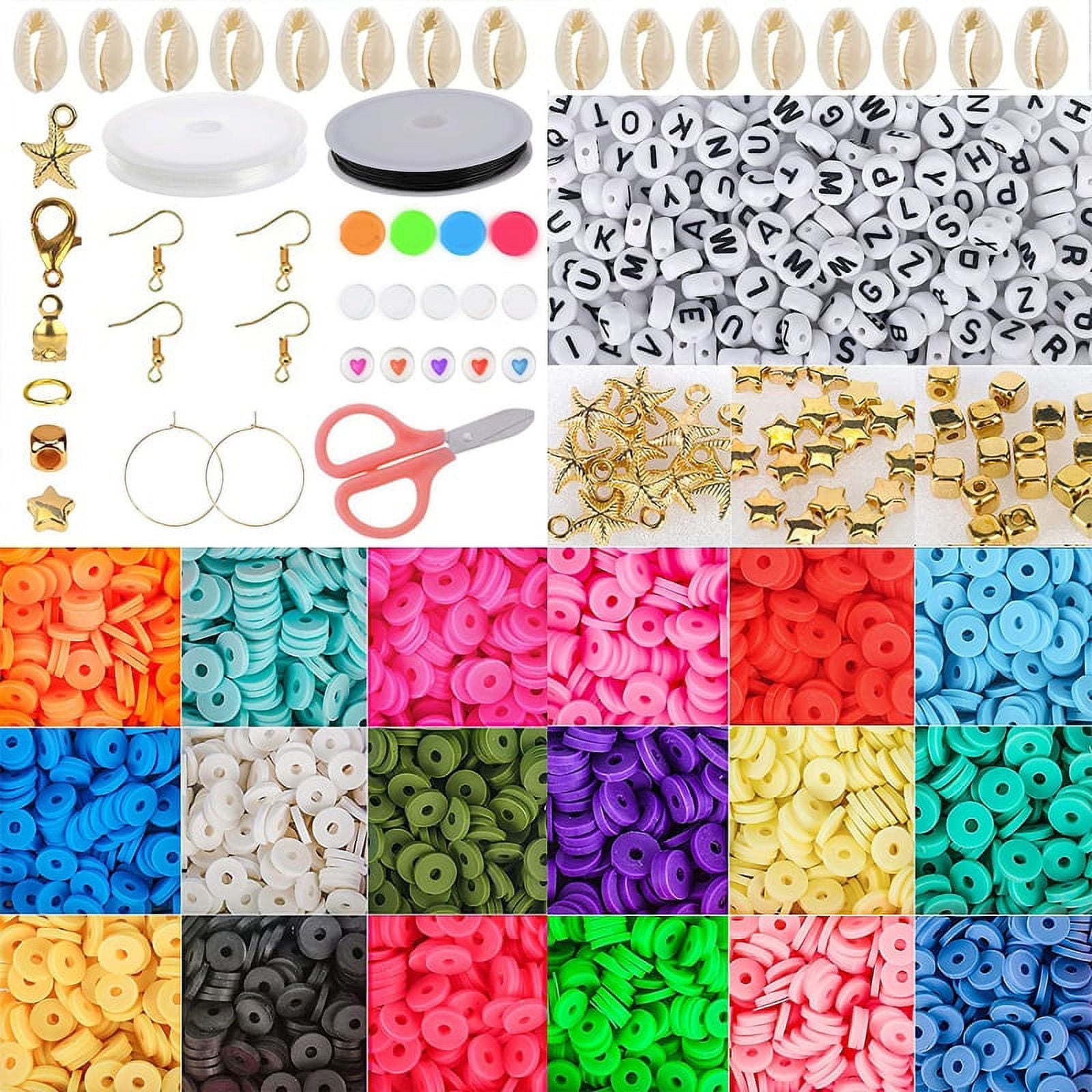 Clay Heishi Beads Flat Round Polymer Clay Beads Kit for Bracelets Necklace  