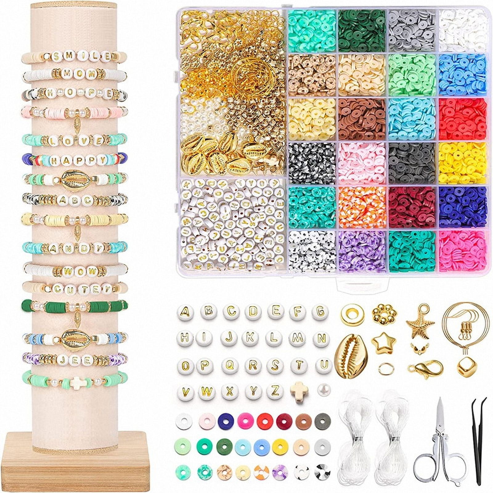 AoHao 3600pcs 6mm DIY Crafts Beading Kits Clay Beads with Elastic String  DIY Jewelry Making Set Accessories Plastic Beads Set DIY Craft for Making  Necklace Bracelet Jewelry 