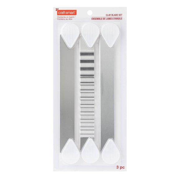 Craft Smart Clay Blade Set - 3-Piece Metal Blade Set with Safety Handles - Ideal for Polymer Clay Jewelry & Craft Projects, 6 Pack (18 Total Pieces)