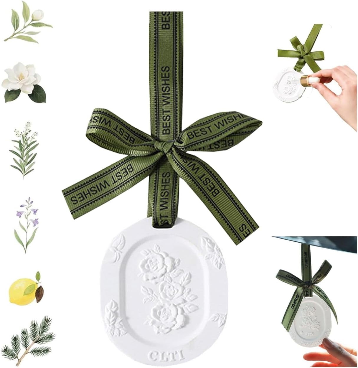 Clay Disk Essential Oil Diffuser Passive Non-Electric 6 Aroma Flowers ...