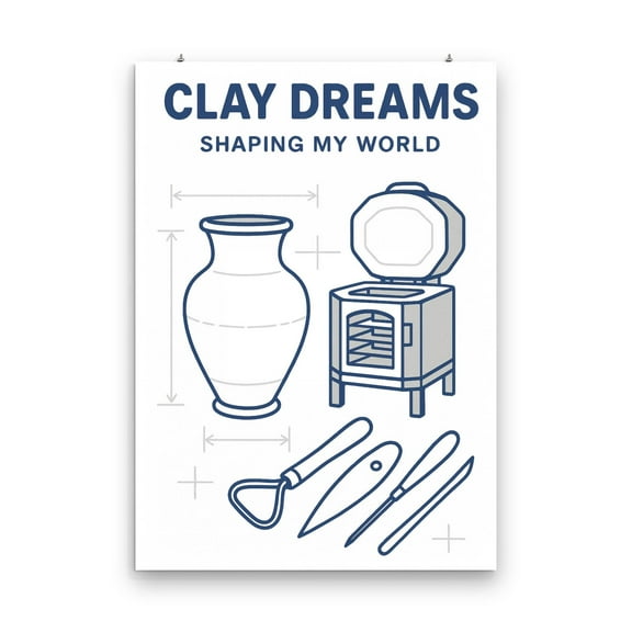 Clay Dreams Pottery Art - Pottery Studio Decor - 13x19 Poster Print - Gloss Finish