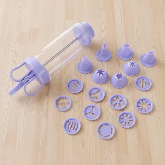 Clay Extruder Gun Fondant Extruder with 20 Tips Sugar Paste Extruder Cake Decor Tools Stainless Steel Clay Extruder Sugar Paste Extruder Cake Fondant Decorating Tool Set (Mounting Gun Purple)