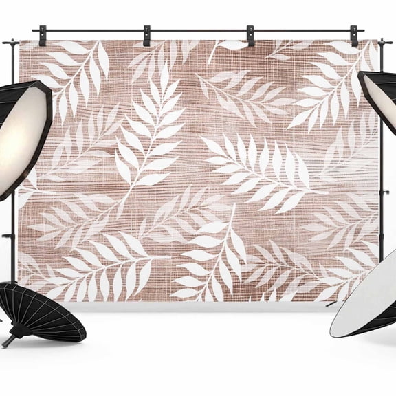 Clay Fronds Backdrops for Photography, Terracotta Sand Leaf Plant Canvas Weave Texture Fabric Photo Background Sturdy Studio Props for Photo Studio, Video Recording, Booth & Photoshoot 10x8ft